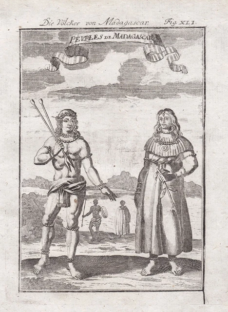 Madagascar Island Tracht Costumi Africa People Mallet Incisione Engraving