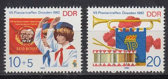DDR East Germany 1982 ** Mi.2724/25 Pioniertreffen Pioneers-Meeting Fahnen Flags