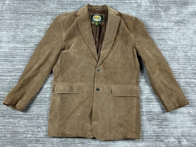 Cabelas Blazer Mens 42 Tall Brown Suede Leather 2 Button Sport Coat Jacket