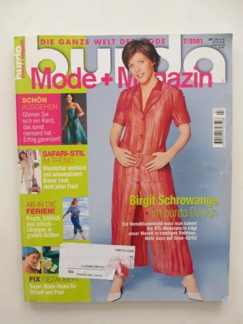 Burda Mode & Magazin Schnittmusterheft 7/2001 - Schnitte Basteln Deko Menü