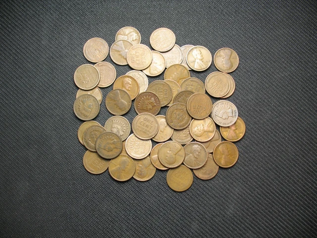 One Shotgun Roll (50) Indian Head Cent & Teen Wheat Penny 1858-1919 Old Coin Lot 4