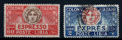 1923 COLONIE LIBIA ESPRESSO 2 VALORI S N637 64 **/US 