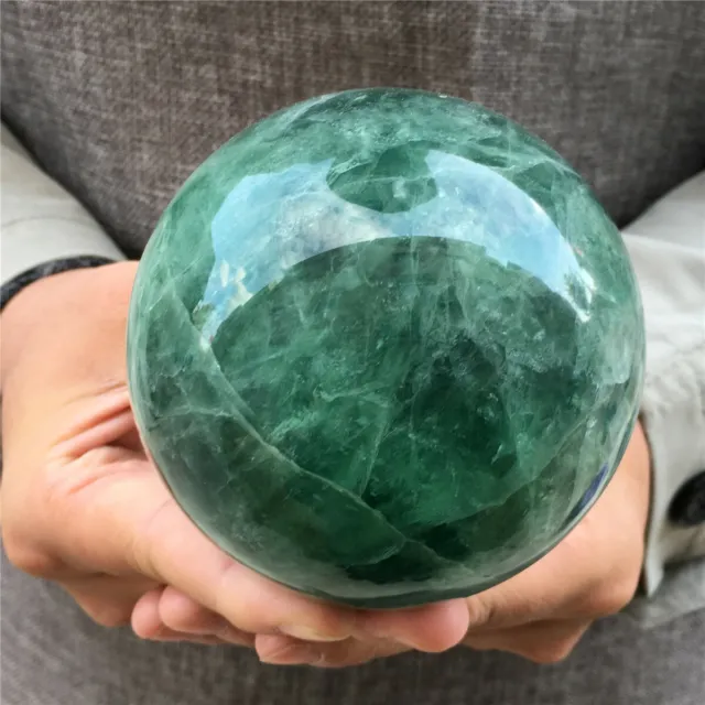 1190g Natural Green Fluorite Quartz Crystal Ball Sphere Polished Mineral Healing