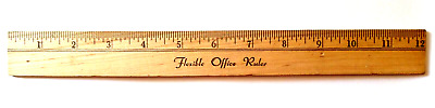 Vintage Used 2-Sided Wooden 12" Long FLEXIBLE OFFICE RULER