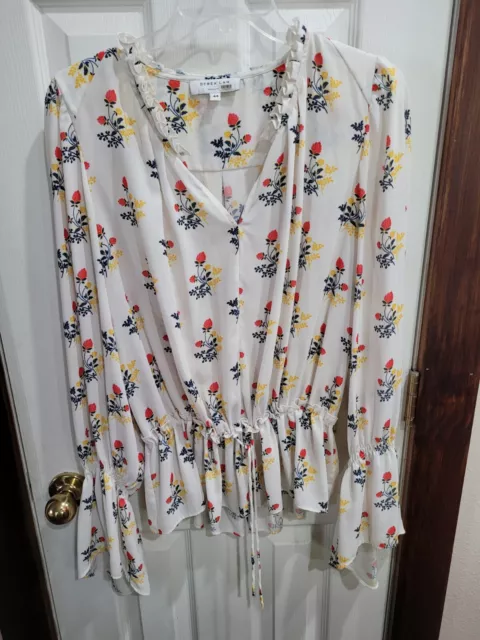 Derek Lam Collection Designer Blouse Women's US Sz 14 Floral  Boho Long Sleeve