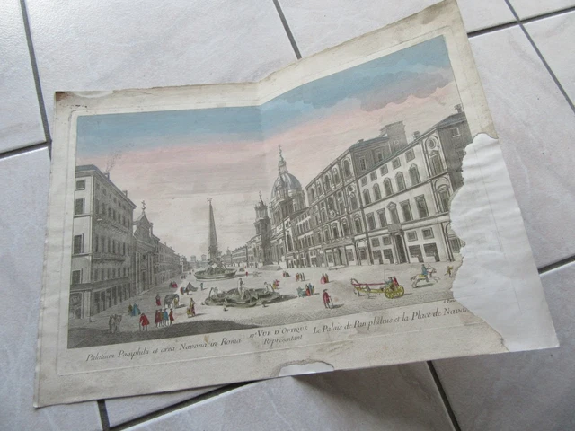 GRAVURE 18ème siècle VUE D'OPTIQUE ITALIE PALATIUM ROME