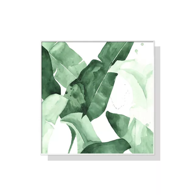 Wall Art 50cmx50cm Tropical Leaves Square Size White Frame Canvas