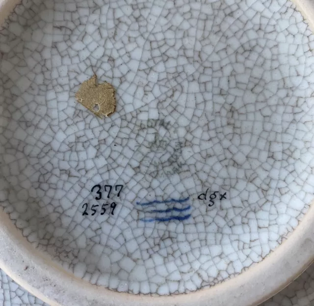 ROYAL COPENHAGEN GRAY Gold Trim Crackle 7” Dish Bowl Viking Ship Signed ...