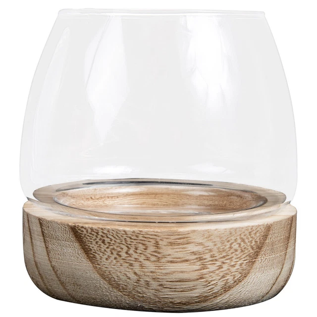 Wooden Bottom Fish Tank Glass Hanging Planter Terrarium Bonsai Bubble Bowl