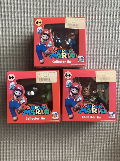 New LOT OF 3 SUPER MARIO Tin LUIGI PARAGOOMBA YOSHI BULLET BILL Bob-omb