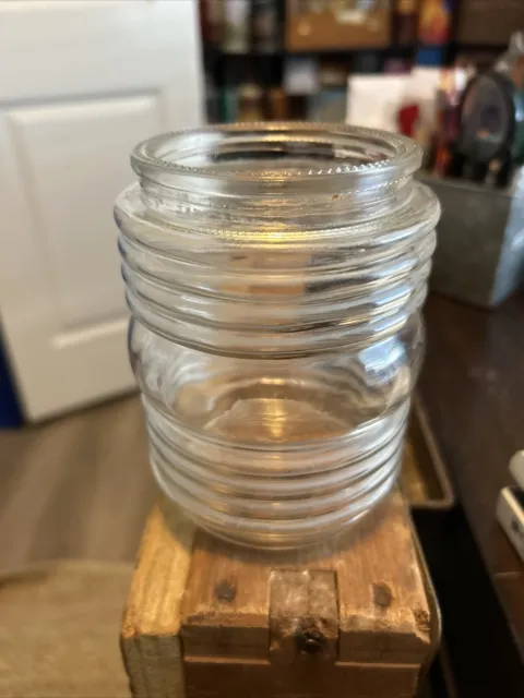 Vintage Clear Ribbed Jelly Jar Style Porch Light Replacement Globe -Round Bottom
