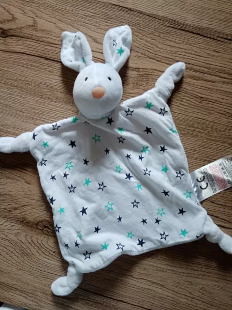 doudou plat lapin blanc étoile bleu noir GRAIN DE BLE Z