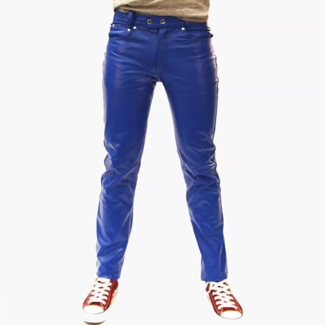 Pantaloni in pelle Pantaloni da uomo Pantalone Slim Biker Fit Jeans da uomo...