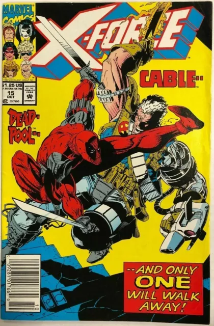 X-Force #15 Marvel Comics Deadpool Vs Cable October Oct Newsstand 1992 (VFNM)