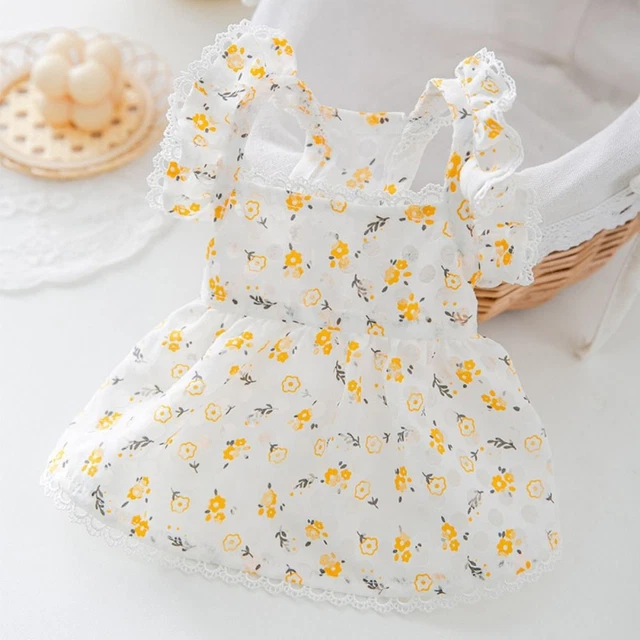 Printing Pet Floral Dress Polyester Dog Princess Dress Dog Hollow Skirt  Pet