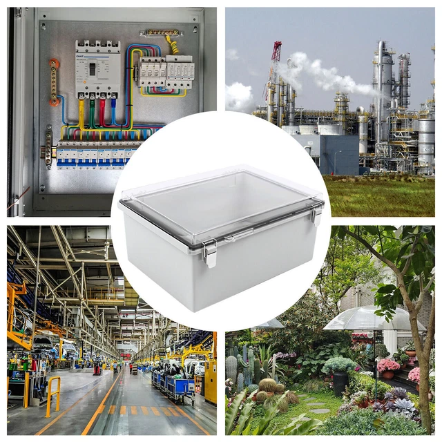 Waterproof Electrical Box Outdoor Junction Hinged Cover & 4* Wall Brackets