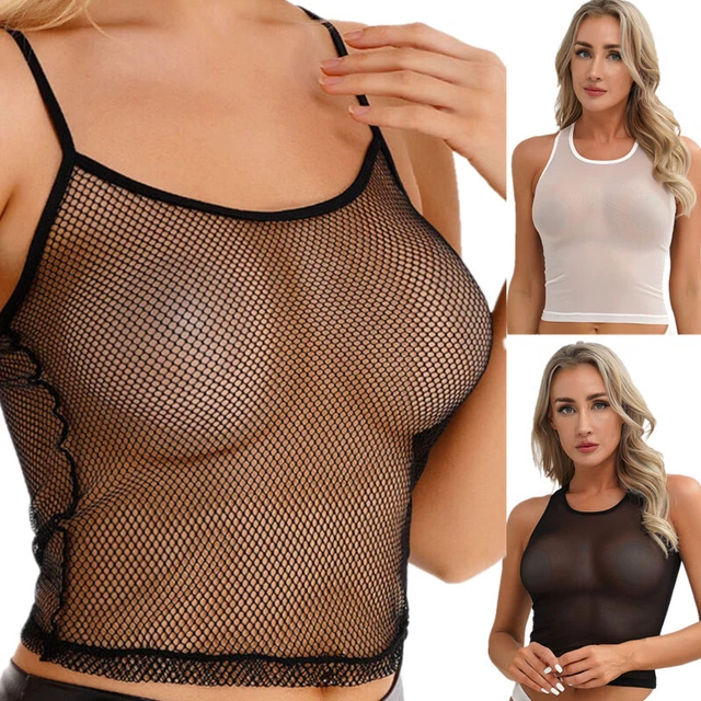 WOMEN SEXY SEE-THROUGH Fishnet Crop Top Camisole Sleeveless Mesh Tank Vest Shirt $13.48 - PicClick WOMEN SEXY SEE-THROUGH Fishnet Crop Top Camisole Sleeveless Mesh Tank Vest Shirt $13.48 - PicClick