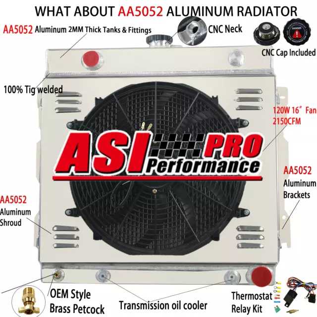 fit 1970~1979 Dodge D/W 100 150,200 250 Truck 5.2 5.9L 4-Row Radiator&Shroud Fan
