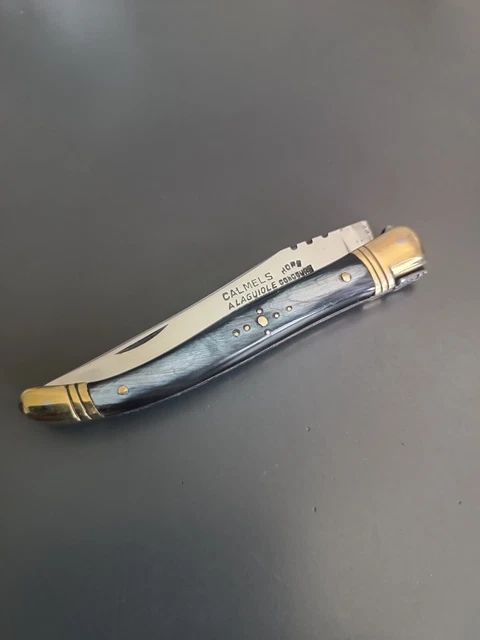 Ancien Couteau De Service Dumas – Manche En Corne, Acier Forgé, Signé "À L'épreuve"