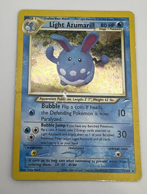 Pokemon Card - Light Azumarill - Neo Destiny 13/105 Holo Rare -MP - Vintage