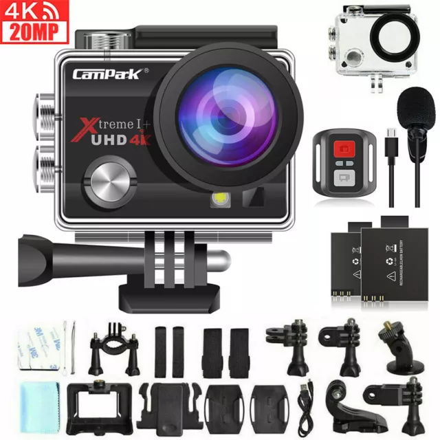 Campark 4K 20MP Action Digital Camera WiFi Sports Cam Camcorder with Microphone