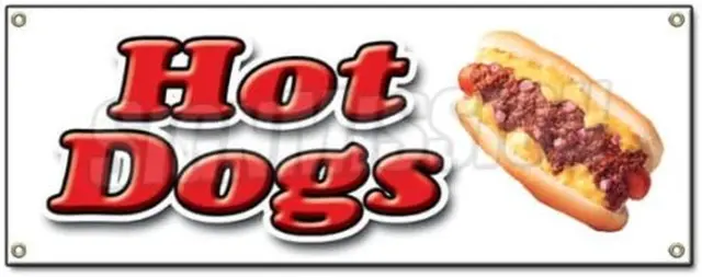 Hot Dogs Banner 48" X 120" Heavy Duty 13 Oz Vinyl Banners with Grommets Single S