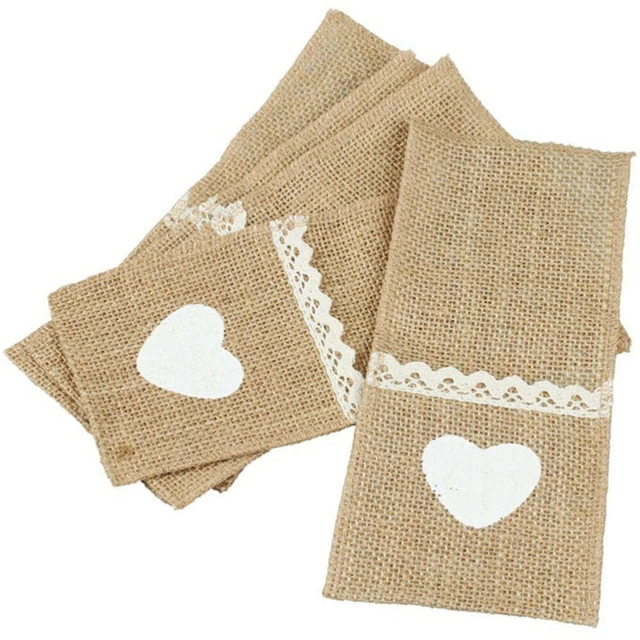 Bolso de cubiertos decoración retro comedor decoración mesa decoración vajilla organizadores lino beige
