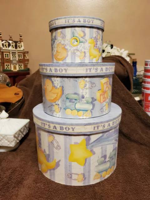 3PC SET NESTING HAT / GIFT BOXES  " It's A Boy! "  *** NEW***