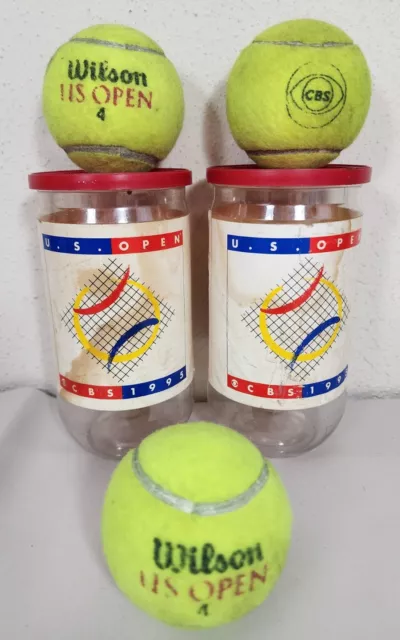 (3) Vintage 1995 Us Open Authentic Wilson Tennis Ball Cbs Sports Pete Sampras