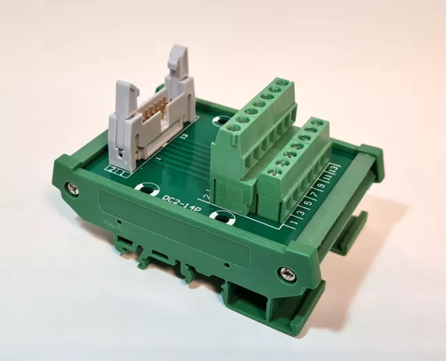 IDC-14 Male Header Breakout Board Screw Terminal Adaptor DIN rail mounting