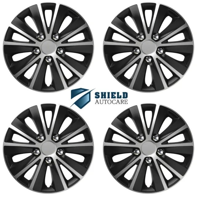 Wheel Trims 13" Hub Caps Rapide NC Plastic Covers Set of 4 Silver Black Fit R13