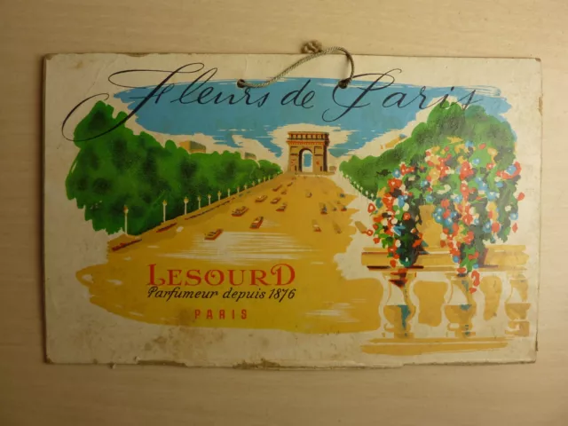 Ancien Rare Carton Publicitaire Parfum Fleurs De Paris De Lesourd Paris