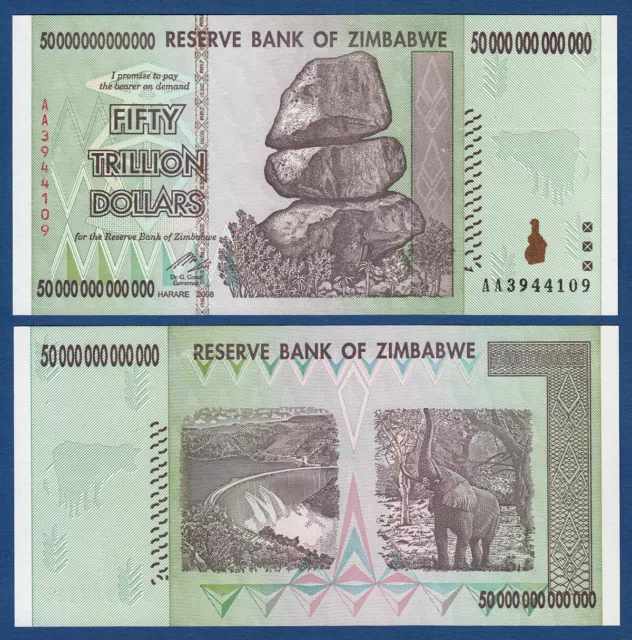 SIMBABWE / ZIMBABWE 50 Trillion Dollars 2008  UNC P.90