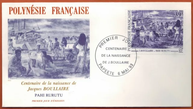 1993.Papeete-Fdc Enveloppe timbrée 1°Jour**J.Boullaire-Pahi.Ruturu-Polynésie