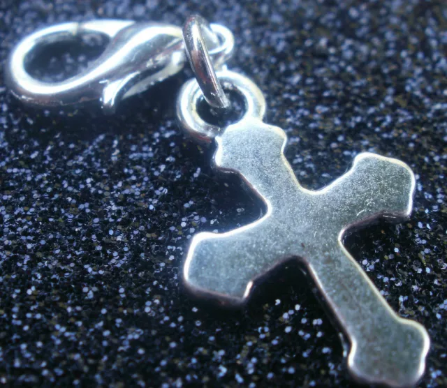 10 Silver Cross Clip on Charms for Bracelets Wholesale Jewellery Job Lot