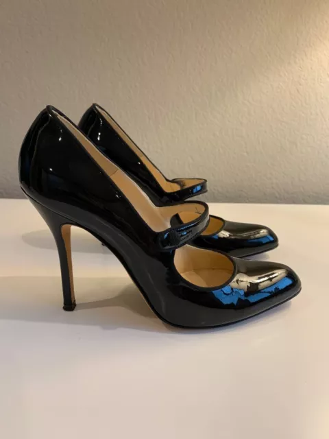 MANOLO BLAHNIK CAMPY Women's BLACK Patent leather Almond Toe Mary Jane ...