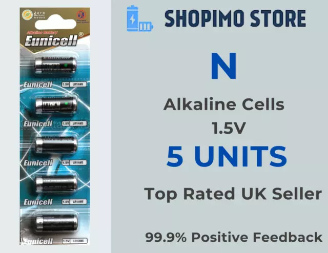 5 x N KN Alkaline 1.5V Clock Alarm Fob Calculator Batteries LR1 Cells Eunicell