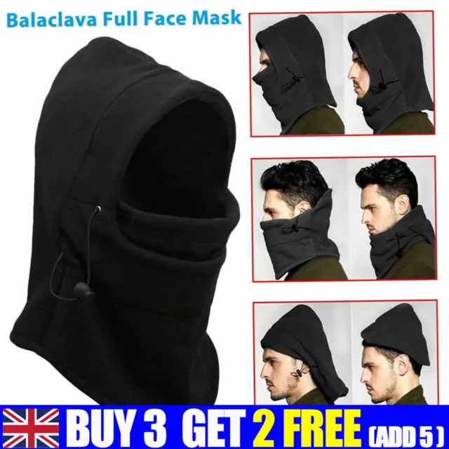 Winter Thermal Fleece Balaclava Scarf Ski Face Mask Neck Warmer Snood Hood Hat