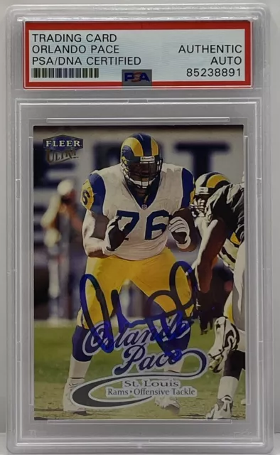 Orlando Pace Signed 1999 Fleer Ultra Rookie Card St Louis Rams PSA/DNA Slabbed
