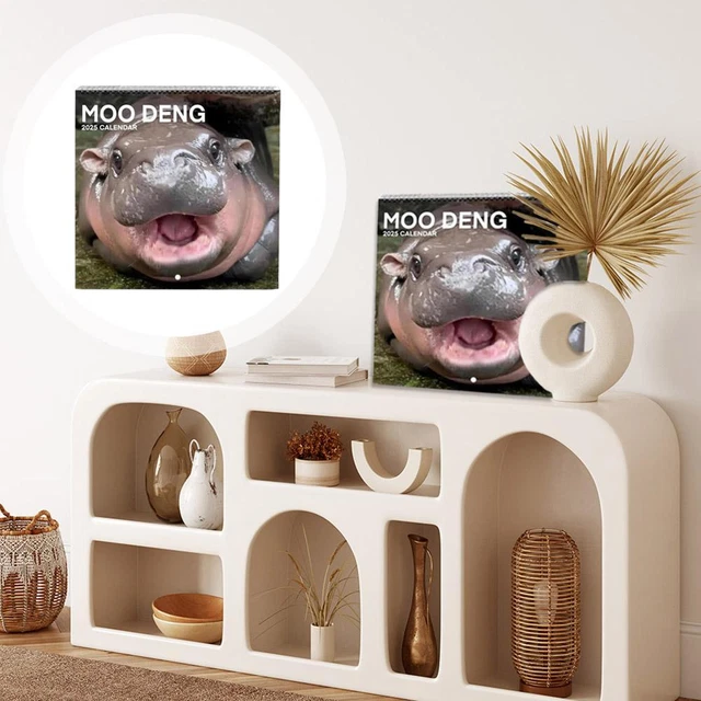 2025 MOO DENG Calendar, 2025 Moo Deng Pygmy Hippo Monthly Wall Calendar