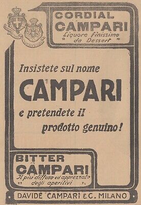 V2138 Cordial Campari Liquore finissimo da Dessert - 1922 pubblicità epoca