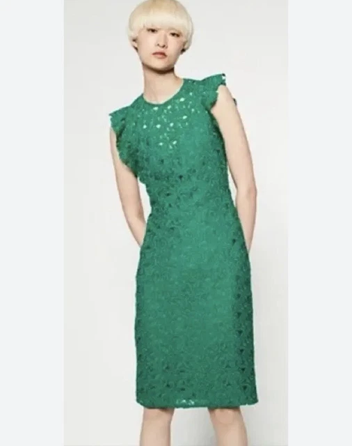 ZARA GREEN GUIPURE Lace Tube Dress Size Medium Crochet Floral Races  Christening 19.99 - PicClick UK
