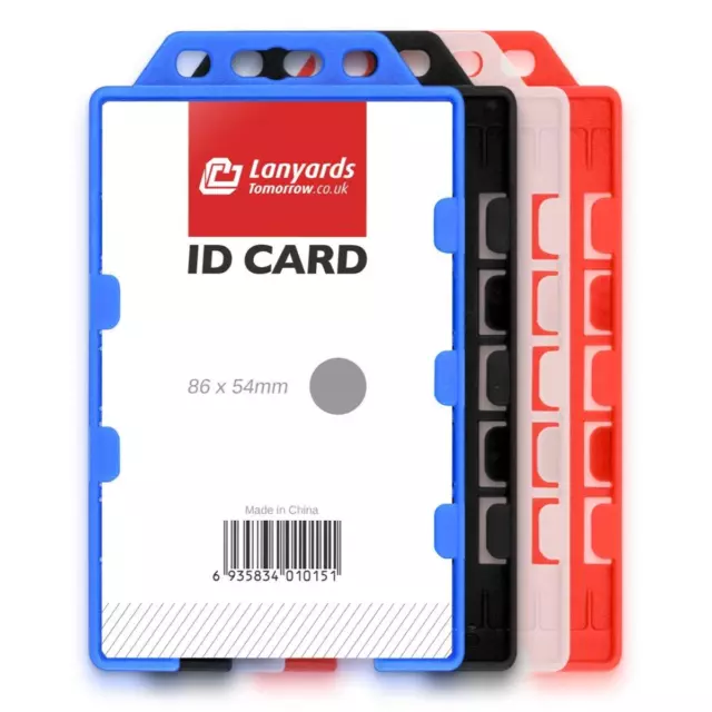 1x DOUBLE SIDED VERTICAL COLOUR Open Faced Plastic Rigid Badge ID Card Holder UK