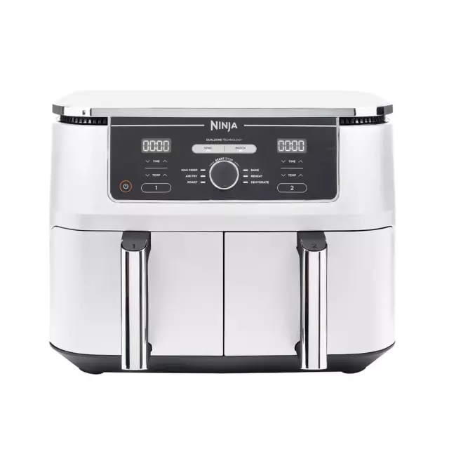 Ninja Foodi MAX Dual Zone Air Fryer, White -Certified Refurbished [AF400UK] 9.5L