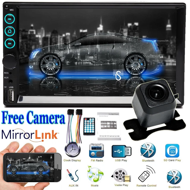 Mirror Link For GPS Double 2Din 7inch Car Stereo+Backup Camera Touch Radio Vedio