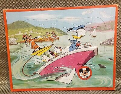 Vintage 1960s Jaymar Walt Disney Mickey Mouse Club Water Skiing Tray Puzzle