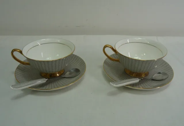 TouchLife Bone China Cup And Saucer Set With Spoons x 2 - Thames Hospice