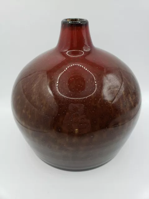 Rare Signed Plus Norway Richard Buborgh Art Glass Oxblood Red Vase