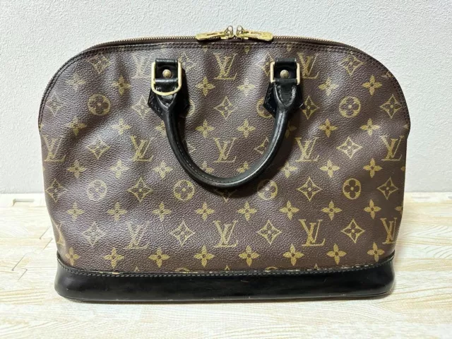 Louis Vuitton LV Monogram Alma PM Hand Bag Brown Black Leather