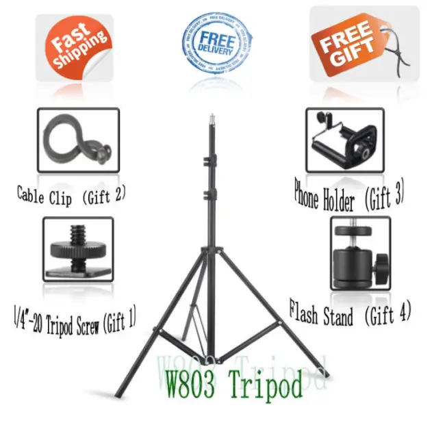 W803II Studio Video Flash Umbrella Softbox Light Stand Tripod Kit 4 Free Gift